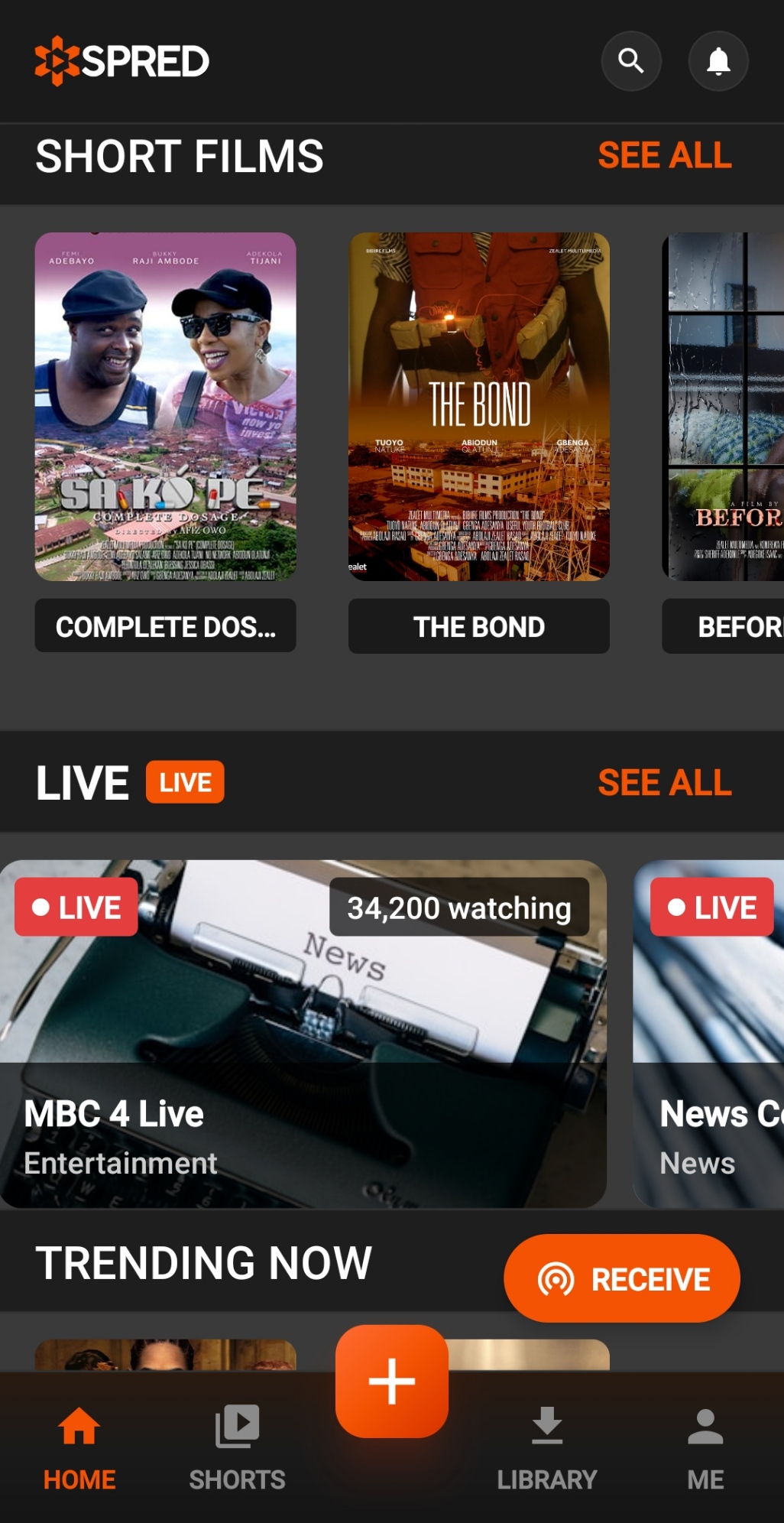 SPRED Short Films and Live section